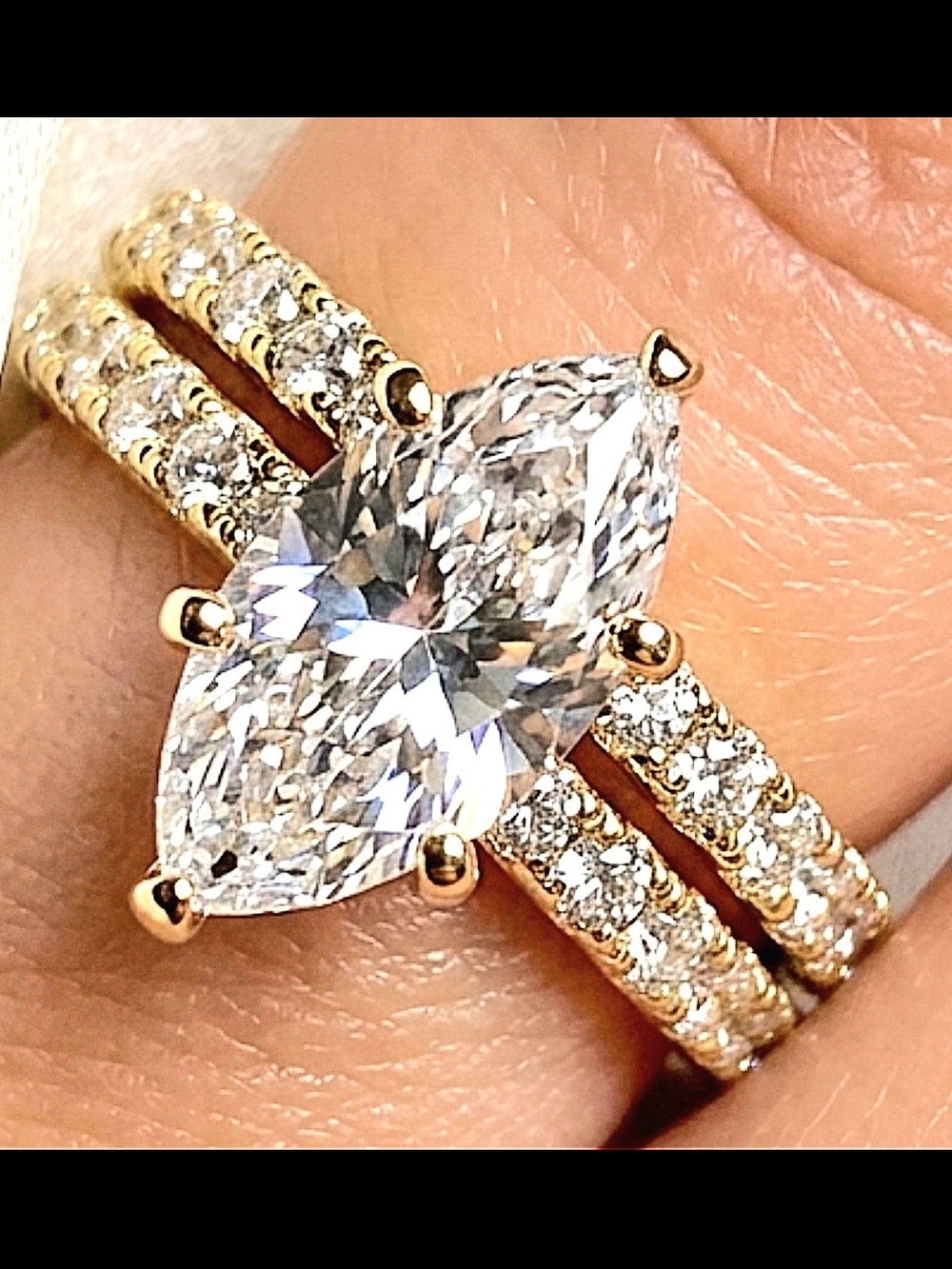 Marquise-Cut Cubic Zirconia (CZ) Bridal Set Crafted In Genuine Sterling Silver